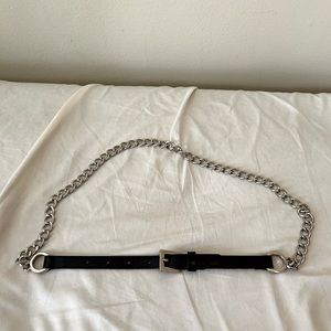 Black Leather and Chain Women’s Belt